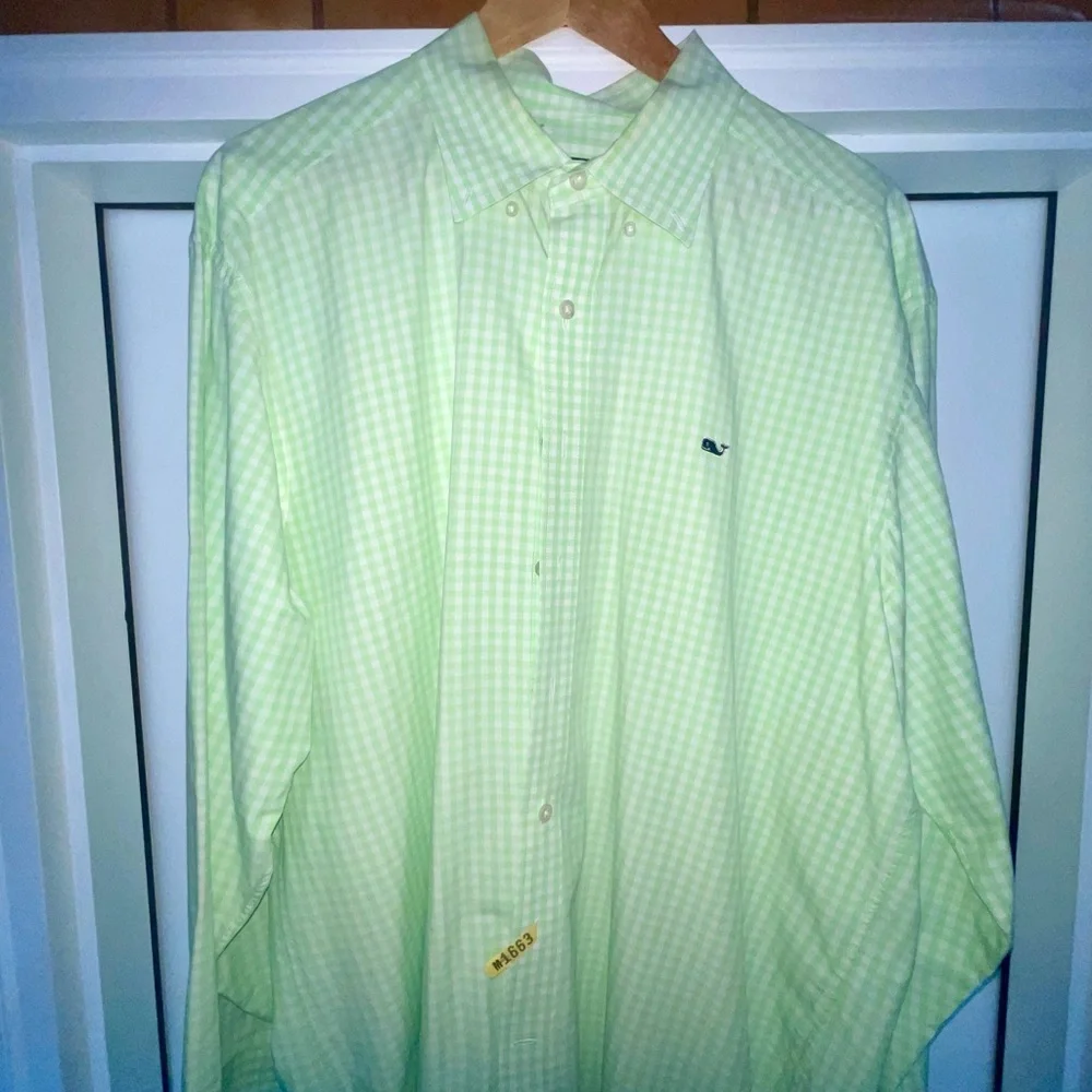 Vineyard Vines Light Green Checkered Shirt - Picture 1 of 3